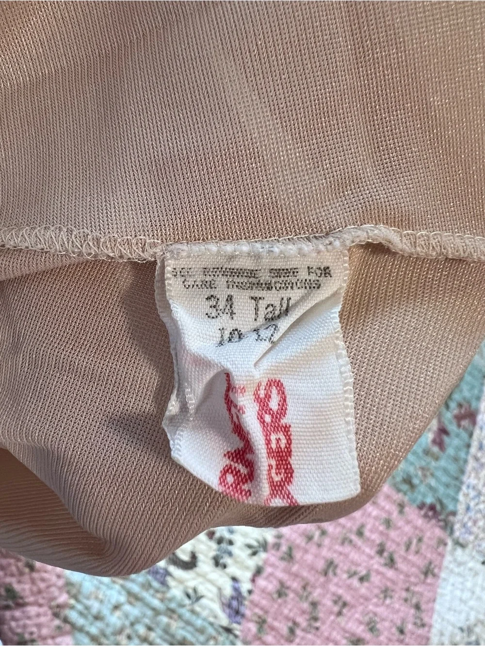 Vintage Formfit Rogers Embroidered Scallop V-Neck Full Slip Dress 34 Tall Beige - Picture 8 of 10